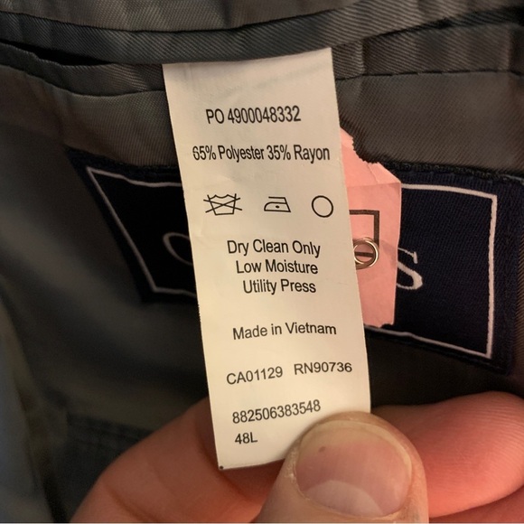 Chaps Sport Coat Blazer Mens 48L Black Blue Mini Check Plaid - 2 Button - Clean - Picture 7 of 7